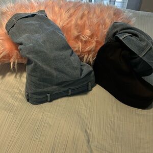 really nice black denim platform elastic boot